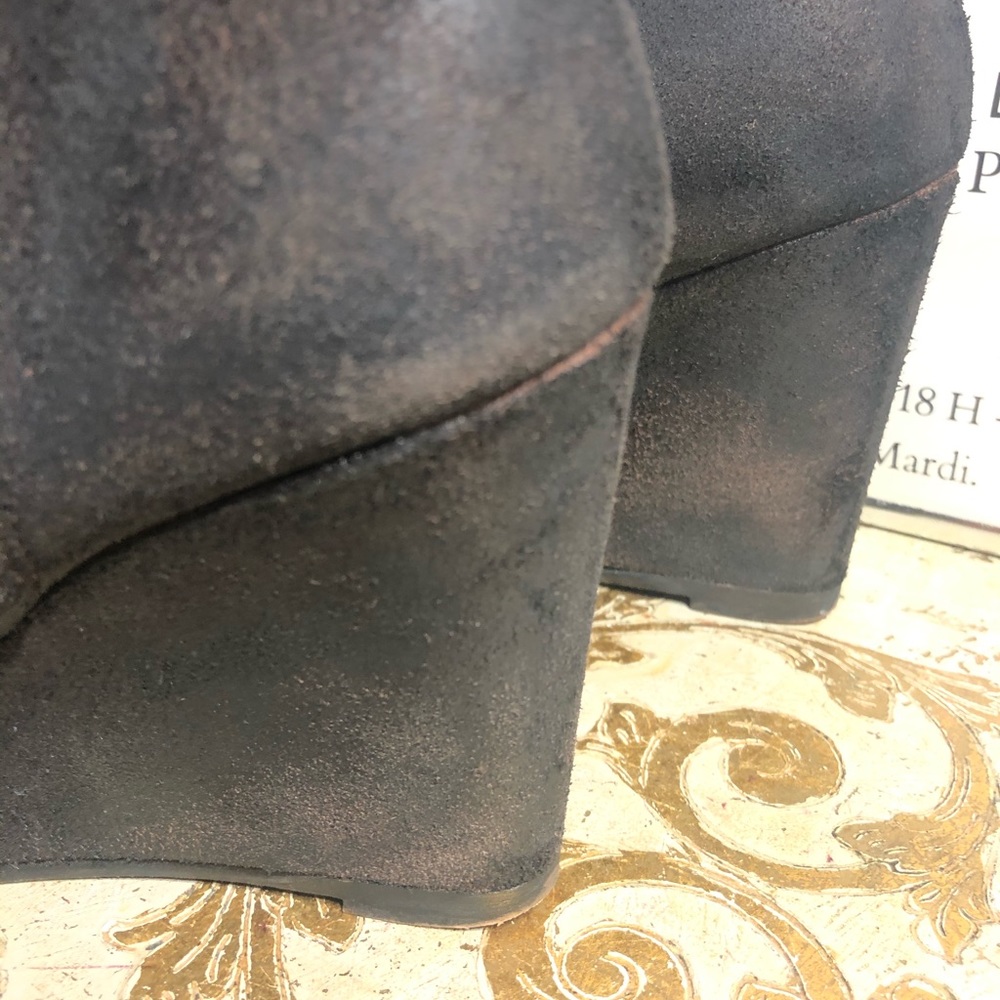 Sz7-FREE PEOPLE DISTRESSED BLACK/BROWN SUEDE BOOTS - Picture 11 of 16